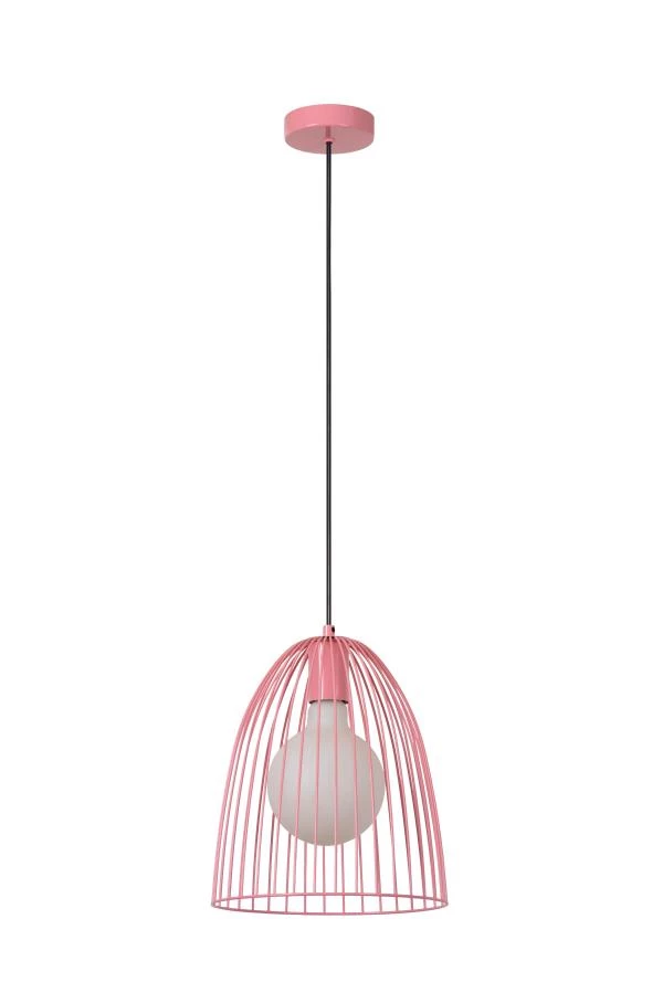 Lucide MACARONS - Hanglamp - Ø 24,5 cm - 1xE27 - Roze - uitgezet